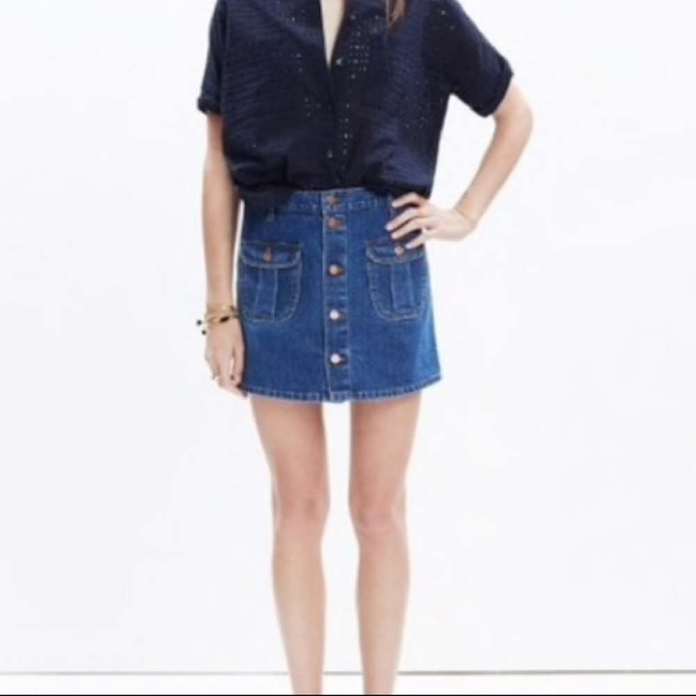 Madewell Button Down Denim Skort